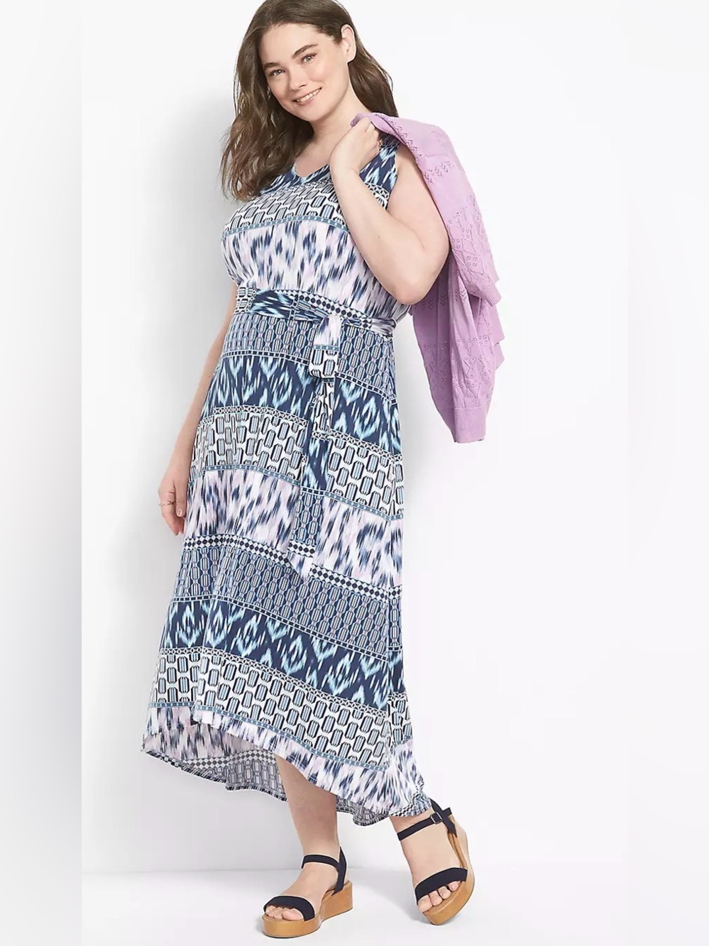 Lane Bryant Sleeveless Belted High-Low Midi Dress Size 18/20 NWOT